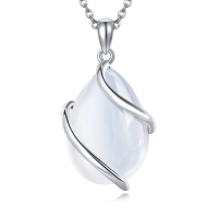wholesale 925 Sterling Silver Moonstone Teardrop Pendant Necklace With Chain For Women-
